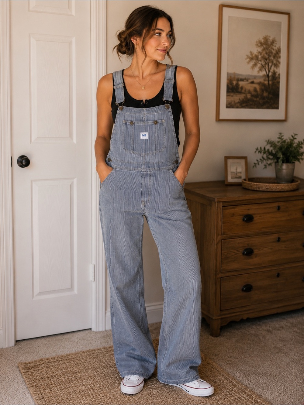 Lee Workwear Hickory Stripe Denim Overalls Women’s Size Small Railroad Carpenter